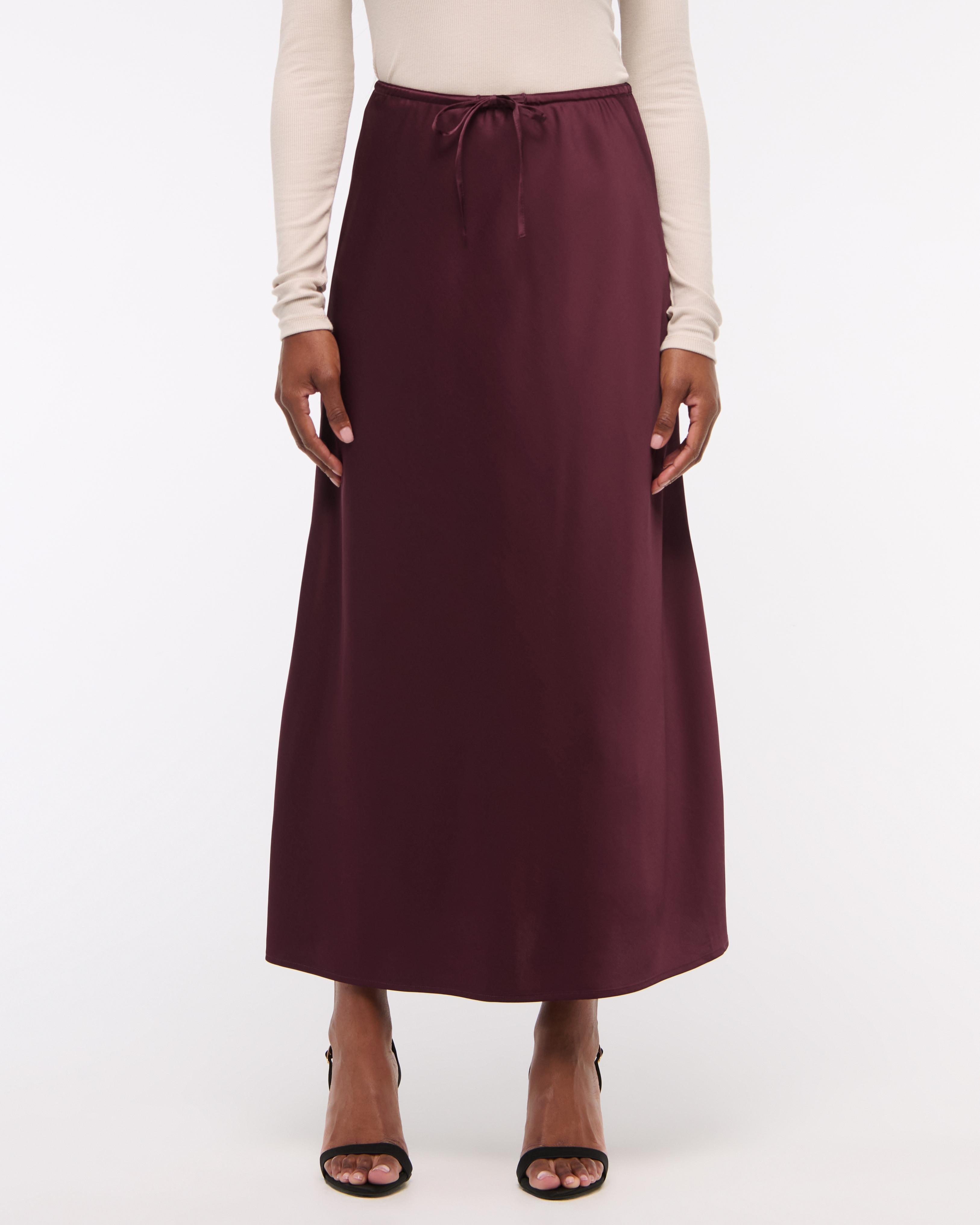 Mid Rise Satin Maxi Skirt Product Image