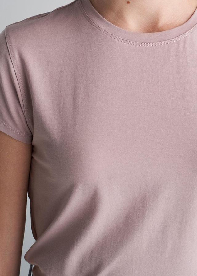 Women's SLIM-FIT Crewneck Cap Sleeve Tall Tee in Ballerina Pink Product Image