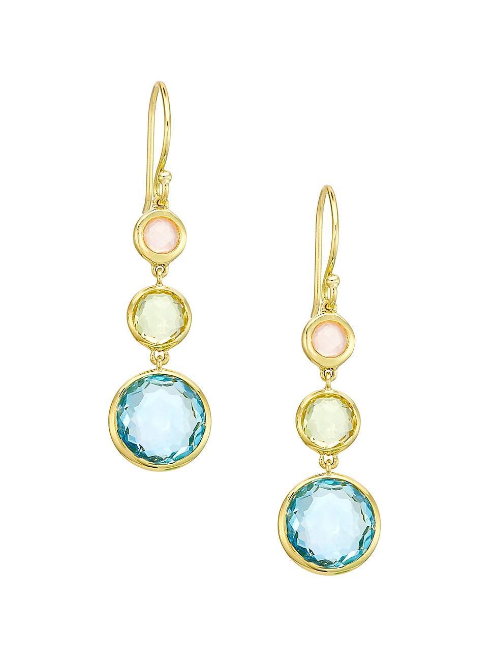 Womens Lollipop 18K Yellow Gold & Multi-Stone Triple-Drop Earrings Product Image