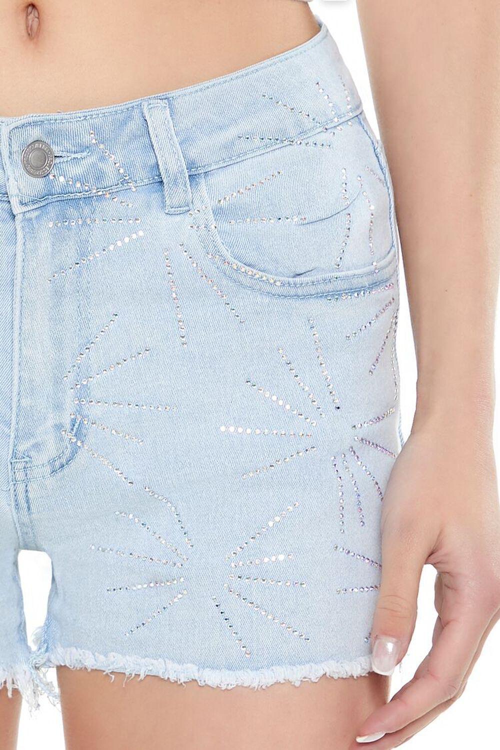 Frayed Rhinestone Denim Shorts | Forever 21 Product Image