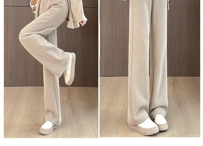 High Waist Plain Loose Fit Sweatpants Product Image