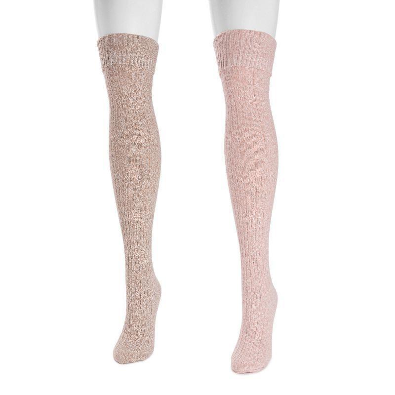 Womens MUK LUKS Marl Over-the-Knee Socks 2-Pack Product Image