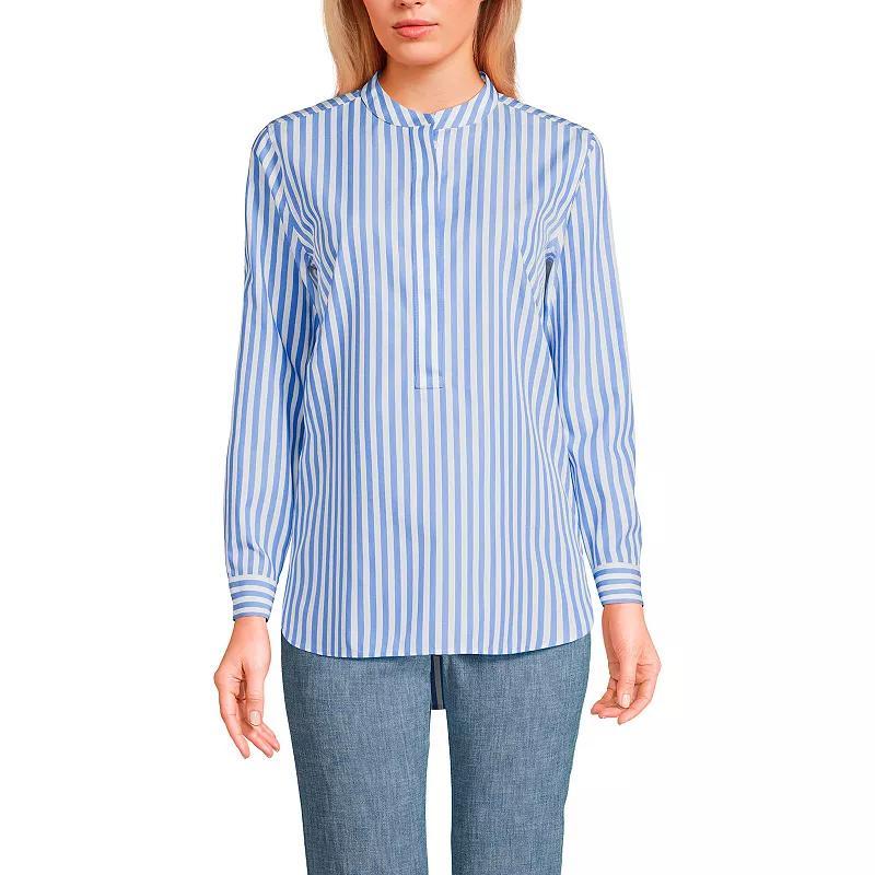 Womens Lands End No Iron Long Sleeve Banded Collar Popover Shirt product image