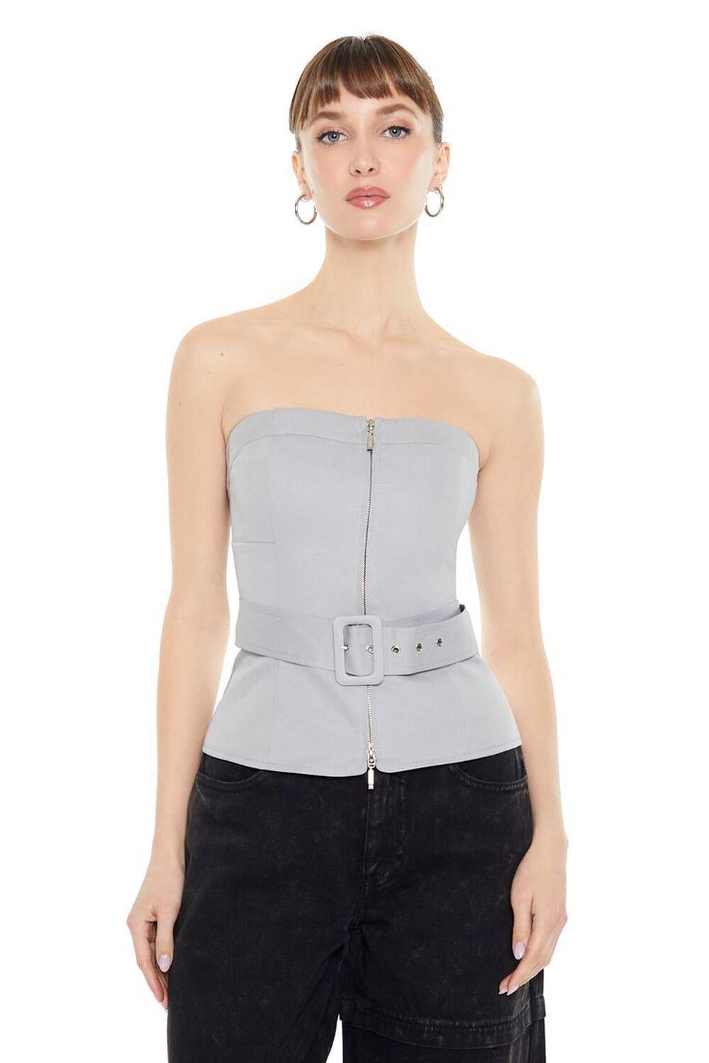 Belted Zip-Up Tube Top | Forever 21 Product Image