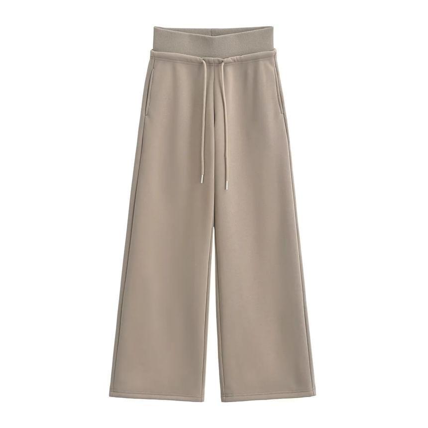 High Rise Plain Wide Leg Pants Product Image