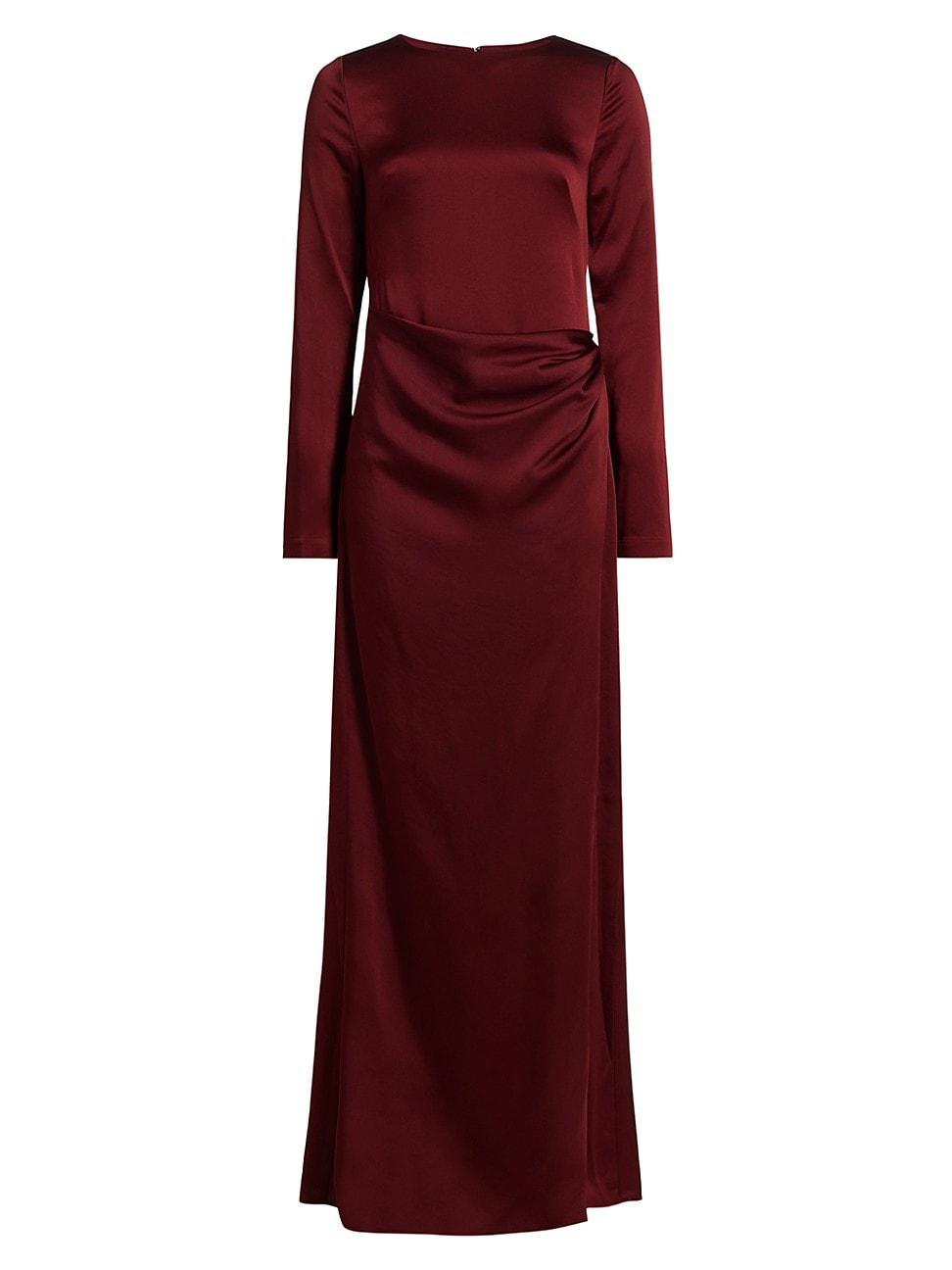 Womens Qiana Satin Long-Sleeve Draped Gown Product Image