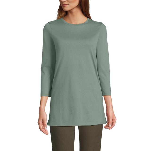 Petite Lands End 3/4-Sleeve Supima Cotton Crewneck Tunic, Womens Product Image