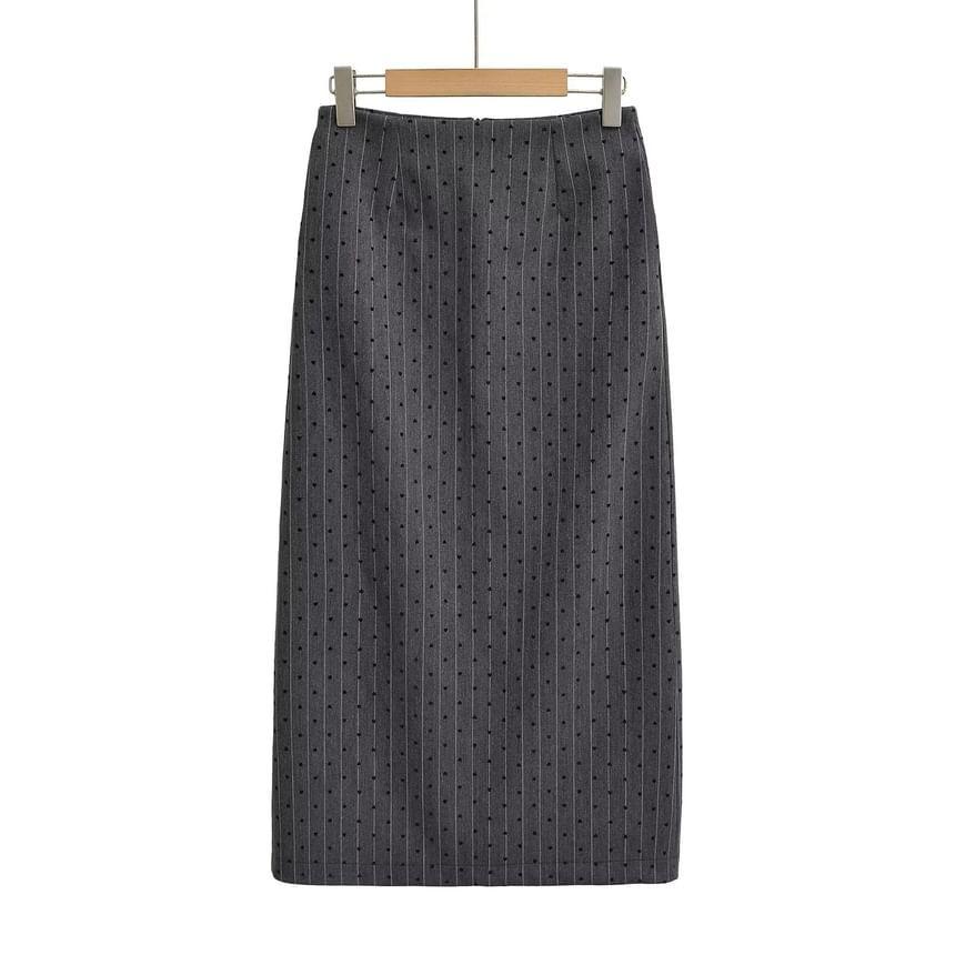 High Waist Dotted Midi A-Line Skirt Product Image