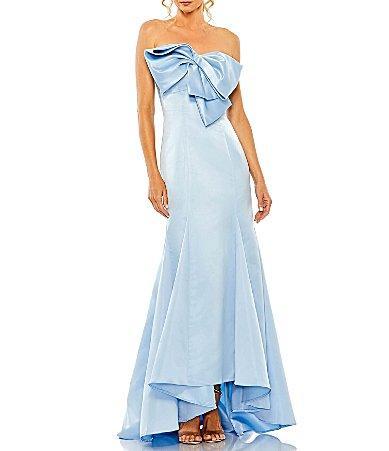 Womens Satin Strapless Bow Mermaid Gown Product Image