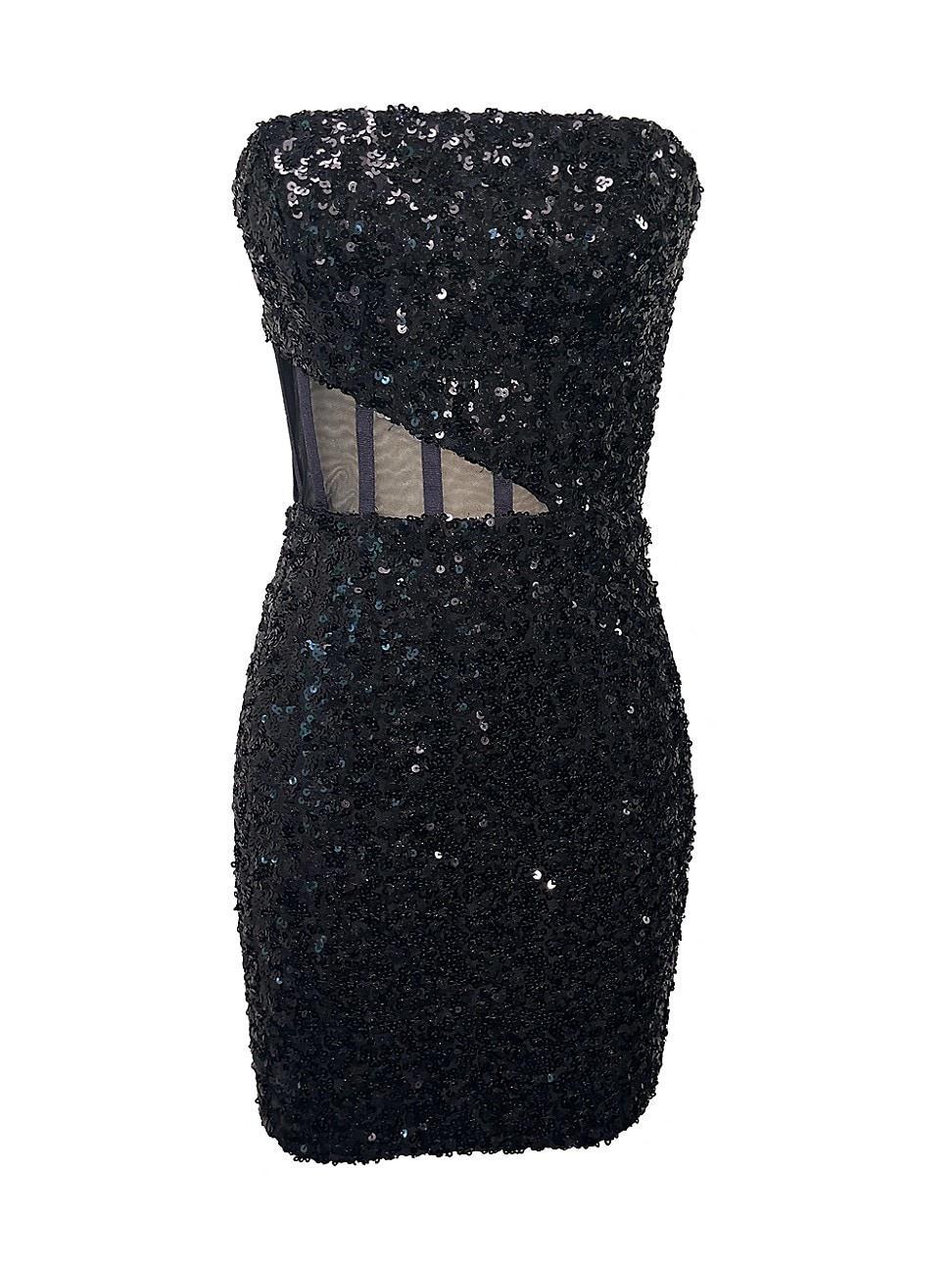 Womens Cherie Sequin Mesh-Paneled Minidress Product Image