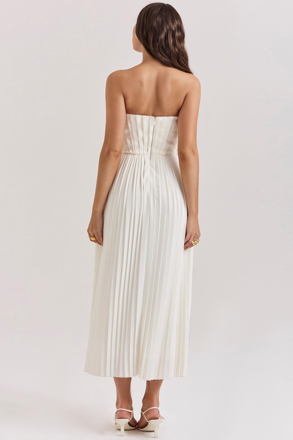 Amorata Ivory Pleated Maxi Dress Product Image