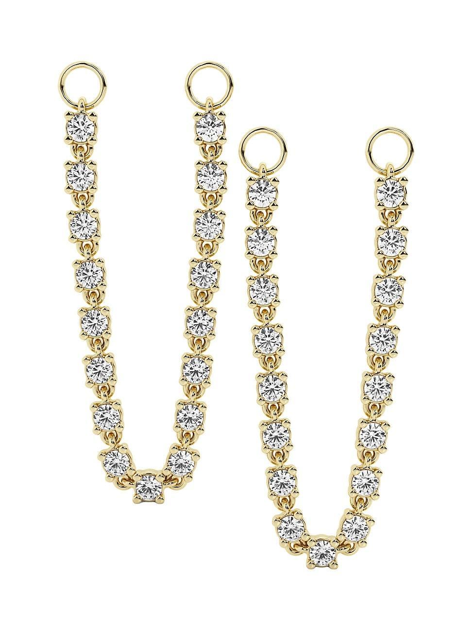 Womens 14K Yellow Gold & 1.00 TCW Lab-Grown Diamond Earring Chain Charm Product Image