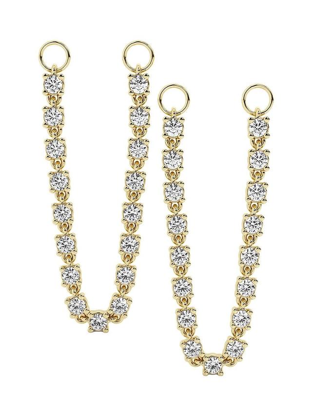 Womens 14K Yellow Gold & 1.00 TCW Lab-Grown Diamond Earring Chain Charm Product Image