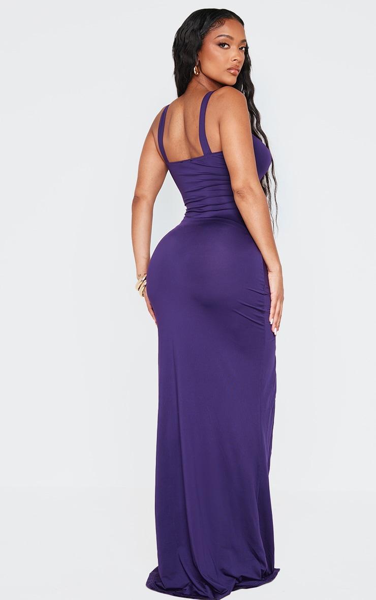 Shape Purple Cut Out High Leg Maxi Dress With Gold Trim Product Image