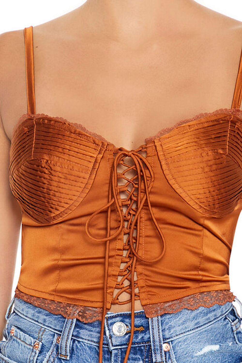 Satin Lace-Up Bustier Cami | Forever 21 Product Image