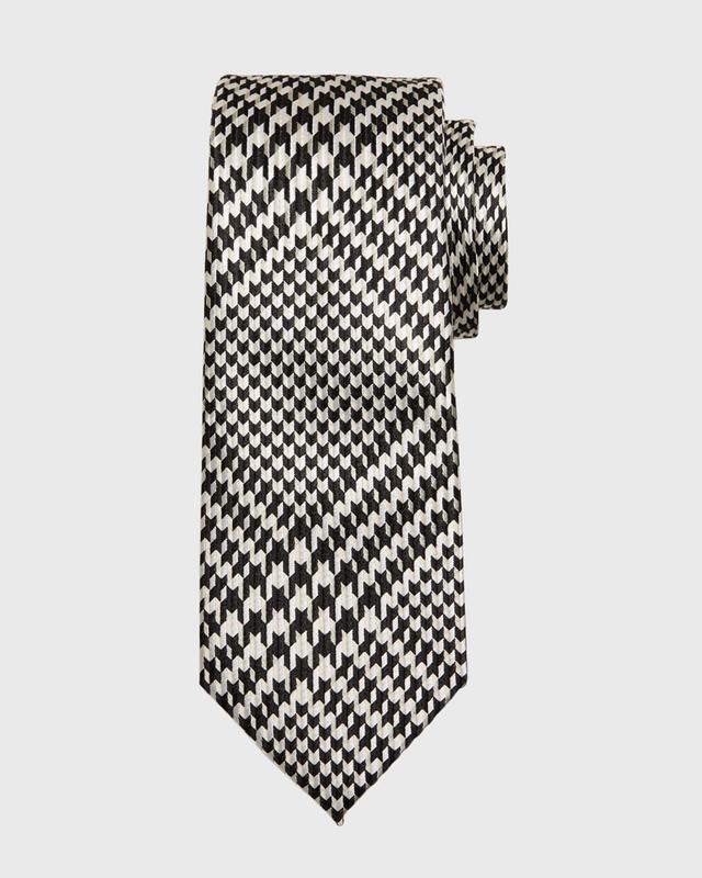 Men's Mulberry Silk Houndstooth Check Tie Product Image