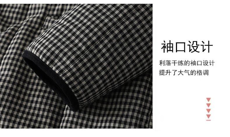 V-Neck Plaid Padded Button Jacket Product Image