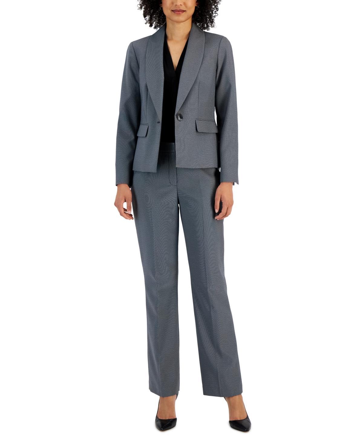 Le Suit Womens Shawl-Collar One-Button Mid-Rise Pantsuit Product Image