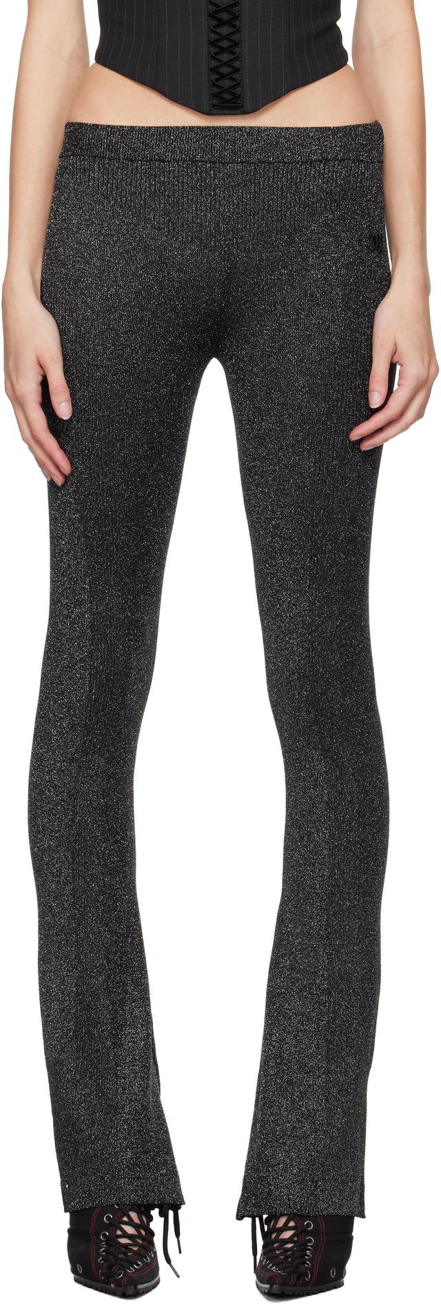 Black Knitted Flared Trousers Product Image