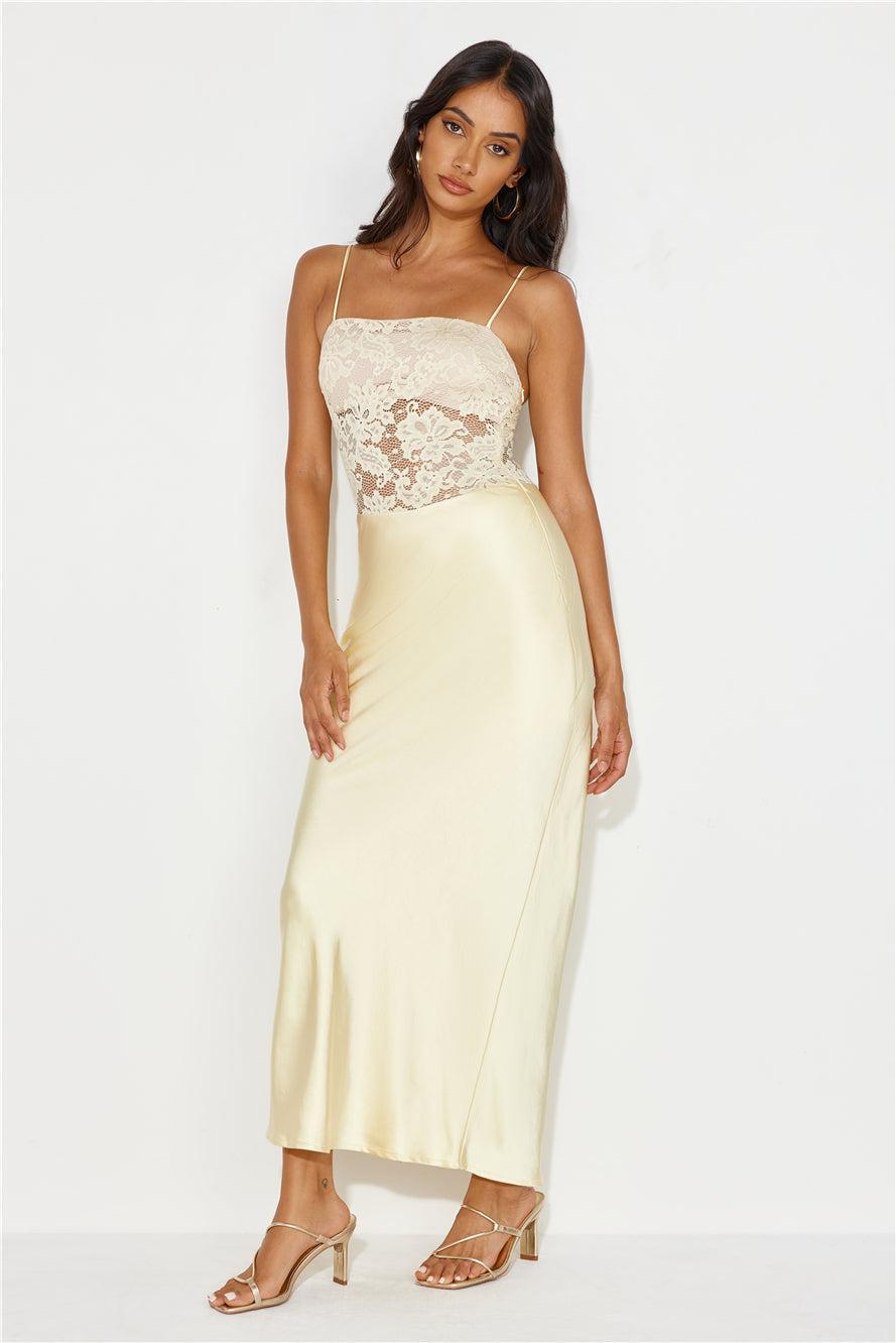 Switch On Satin Maxi Dress Yellow Product Image