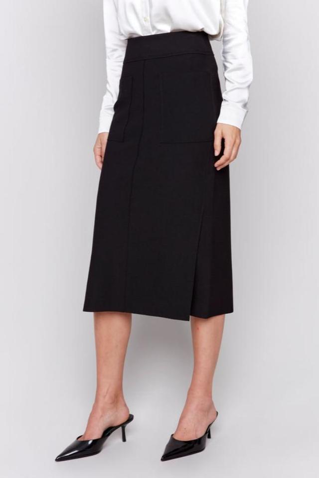 Knee Length Skirt with Side Slits and Pockets Product Image