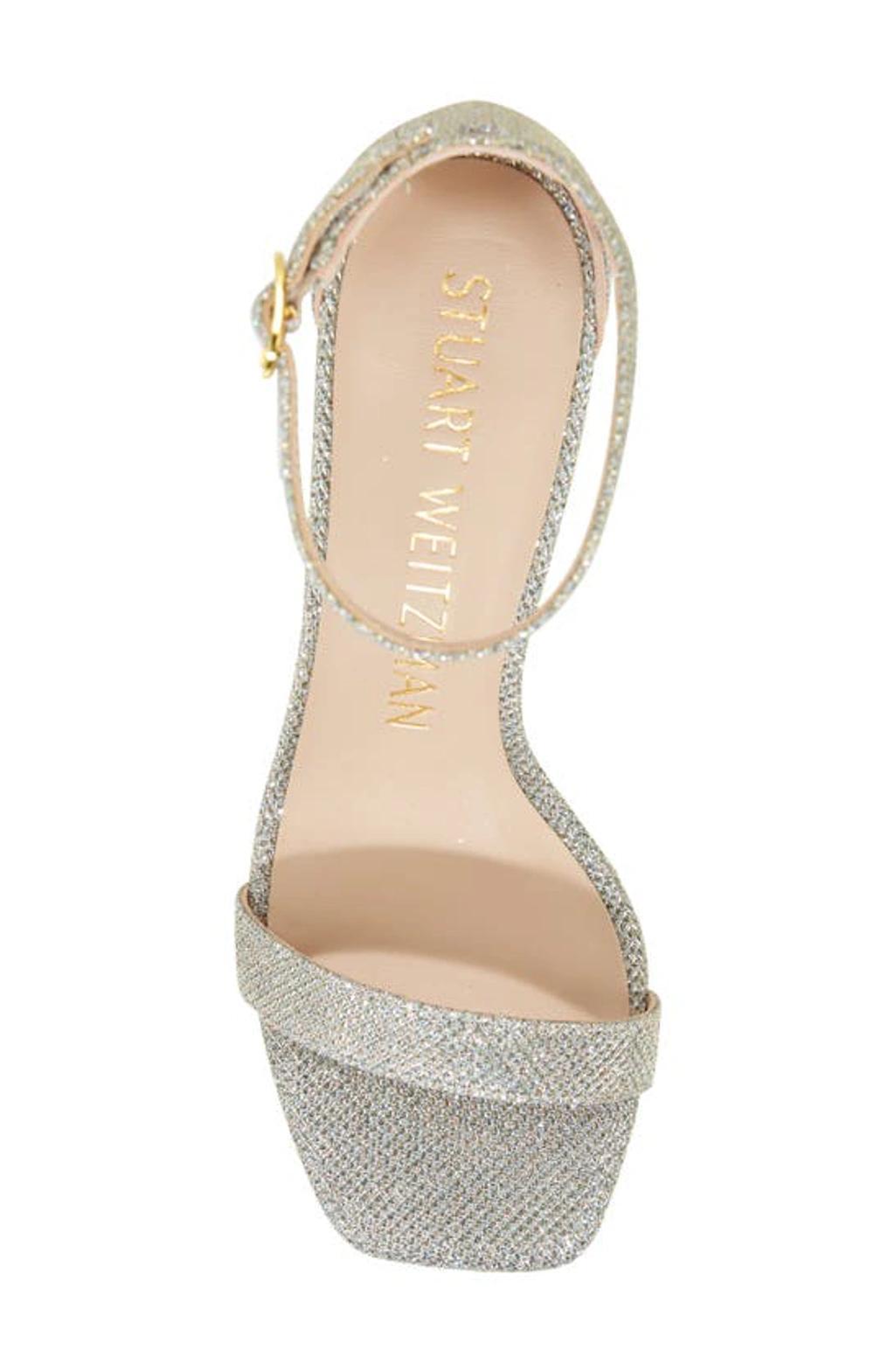 Nudistcurve Glitter Ankle-strap Sandals In Platino Product Image