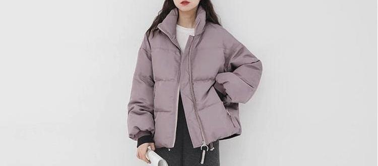 Stand Collar Plain Oversized Puffer Jacket Product Image