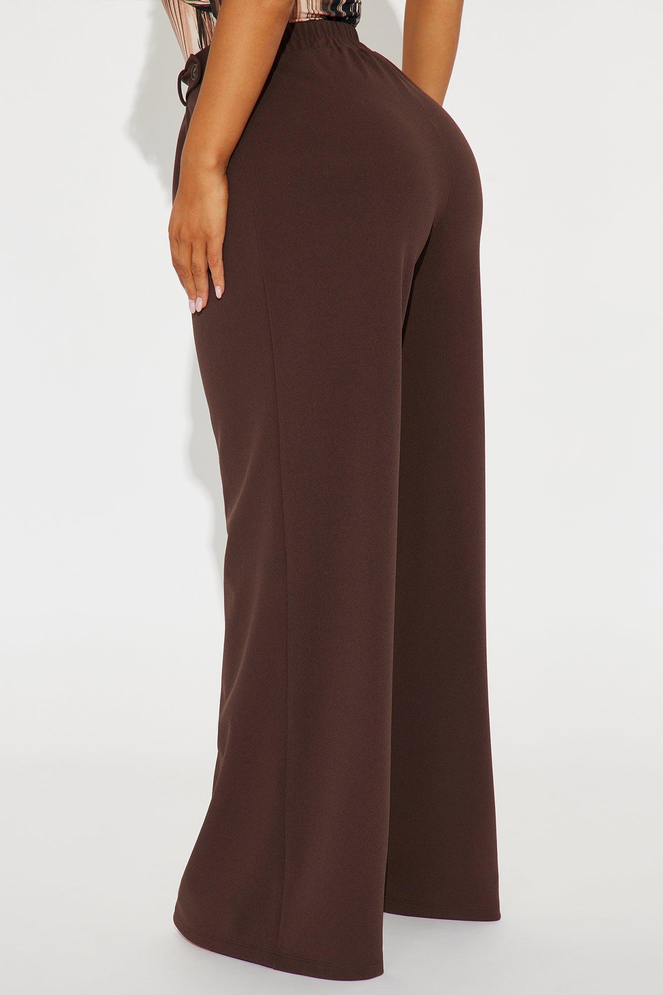 Down The Hall Wide Leg Trouser - Chocolate Product Image