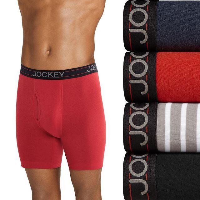 Mens Jockey 4-Pack Cotton Blend Long Leg Boxer Brief Product Image