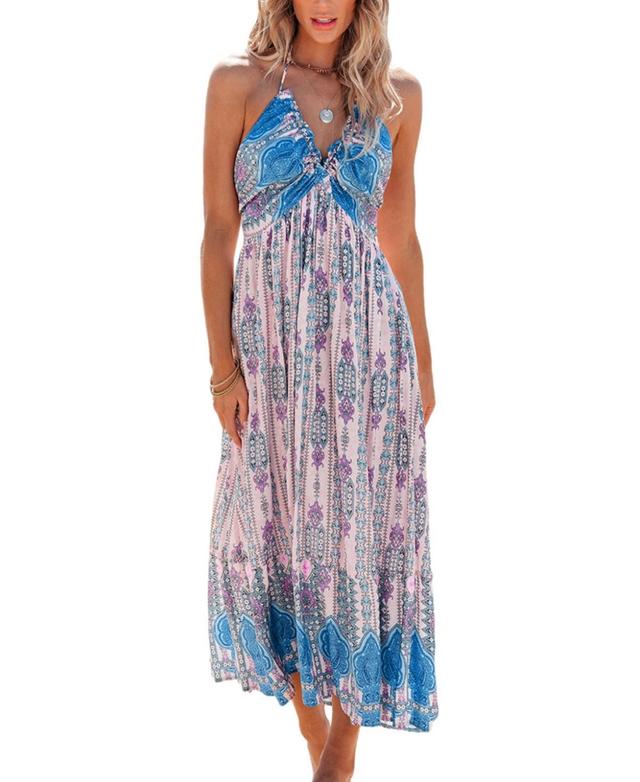 Cupshe Womens Boho Sleeveless Halter Maxi Beach Dress Product Image