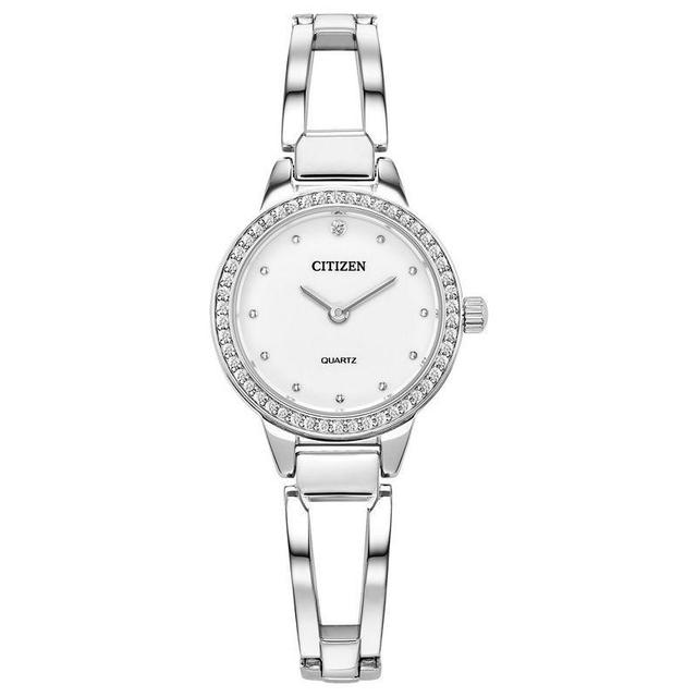 Citizen Womens Crystal Accent Stainless Steel Bangle Watch - EZ7011-88A, Silver Product Image