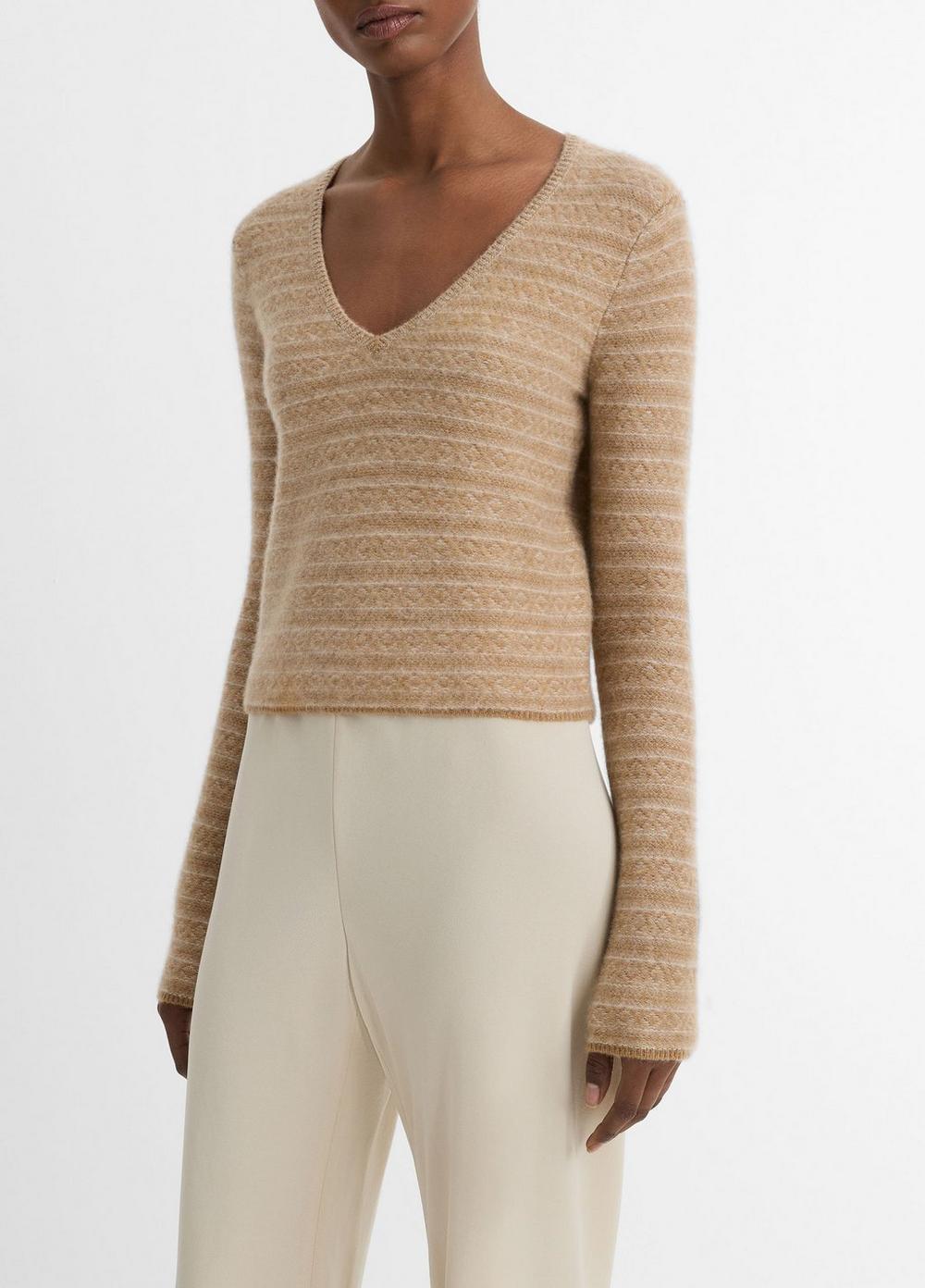 Fair Isle Cashmere V-Neck Sweater Product Image