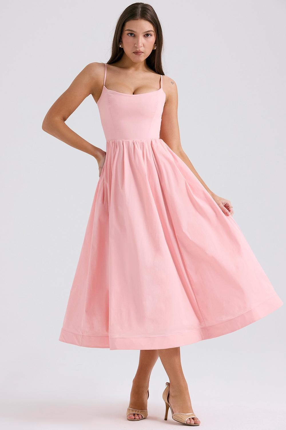 Lolita Rose Pink Cotton Corset Sundress Product Image