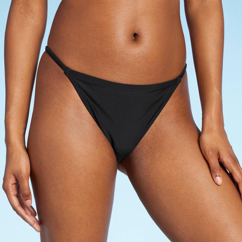 Womens Side Tab Extra Cheeky High Leg Bikini Bottom - Wild Fable Black Product Image