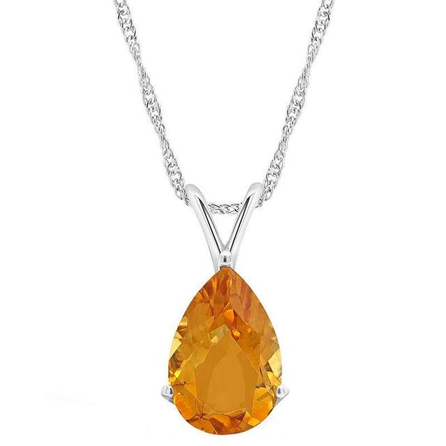 Alyson Layne 14k Gold Pear Cut Citrine Pendant Necklace, Womens 14k White Gold Product Image