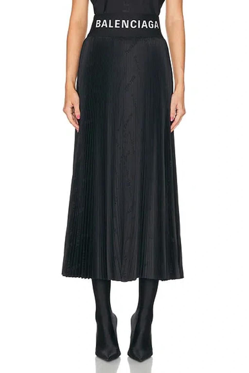 BALENCIAGA Pleated Midi Skirt In Black Product Image