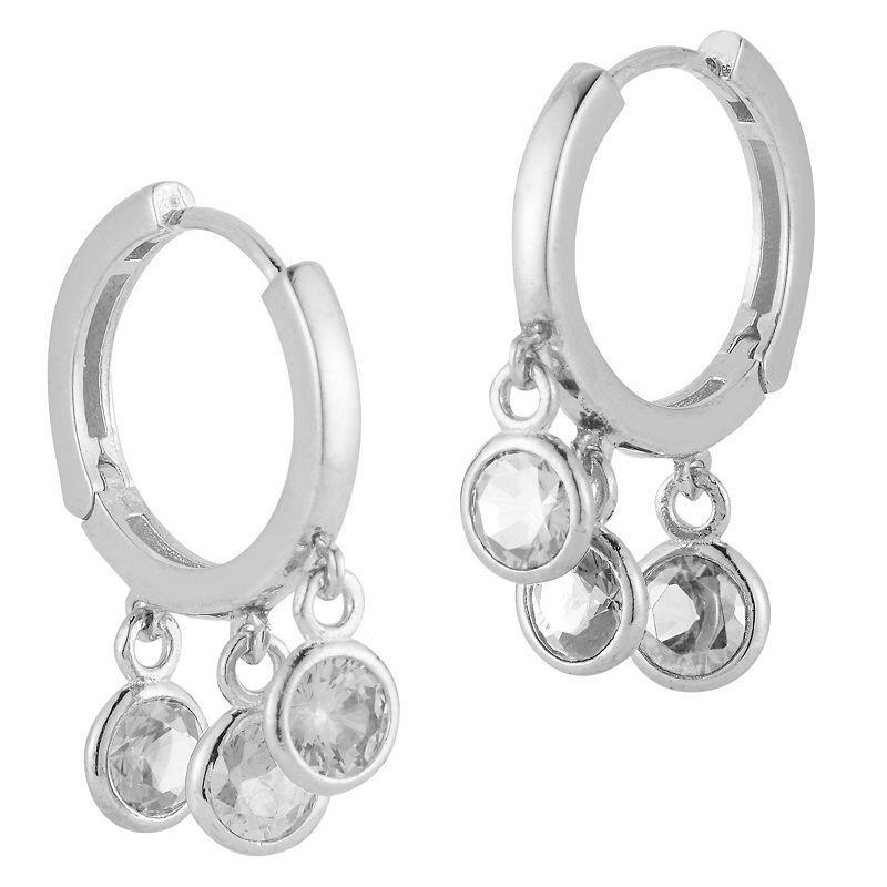 Sunkissed Sterling Cubic Zirconia Dangle Charm Huggie Hoop Earrings, Womens, Multicolor Product Image