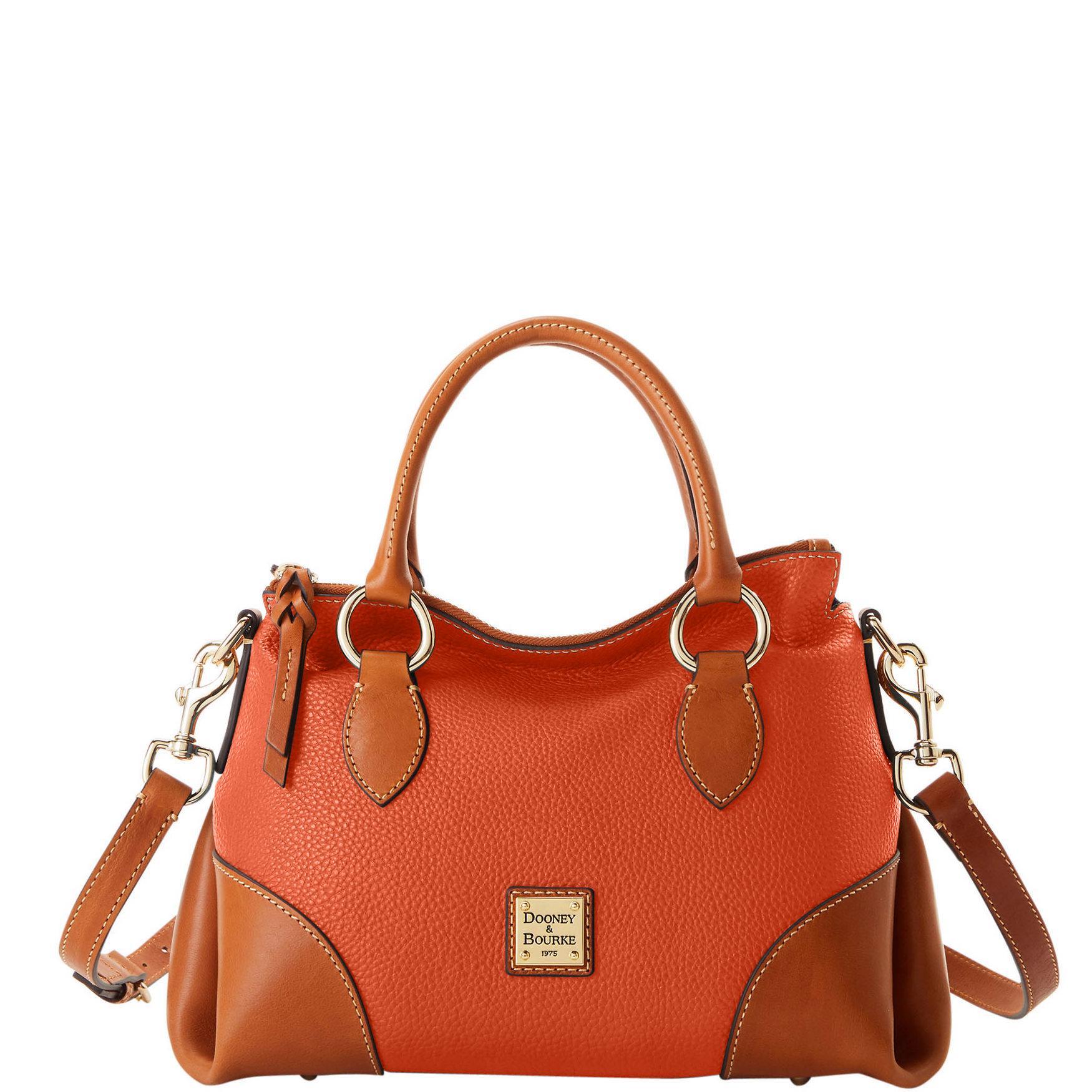 Dooney & Bourke Womens Pebble with Florentine Trim Leather Satchel 30 Bag in Coral Product Image