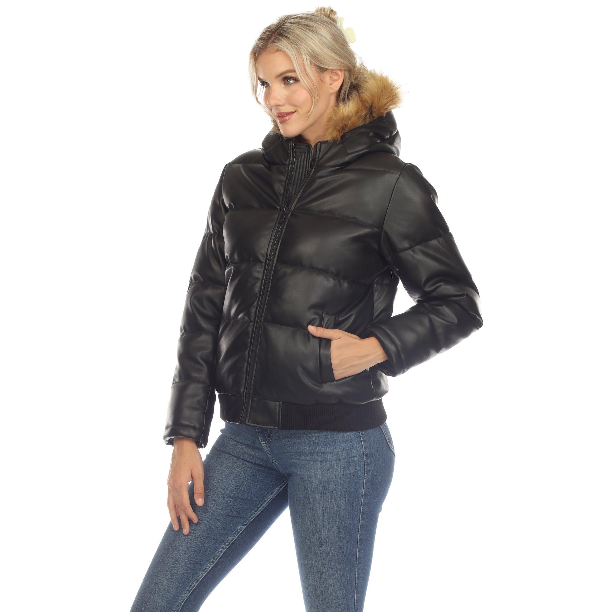 Women's Removable Fur Hoodie Bomber Leather Jacket Female Product Image