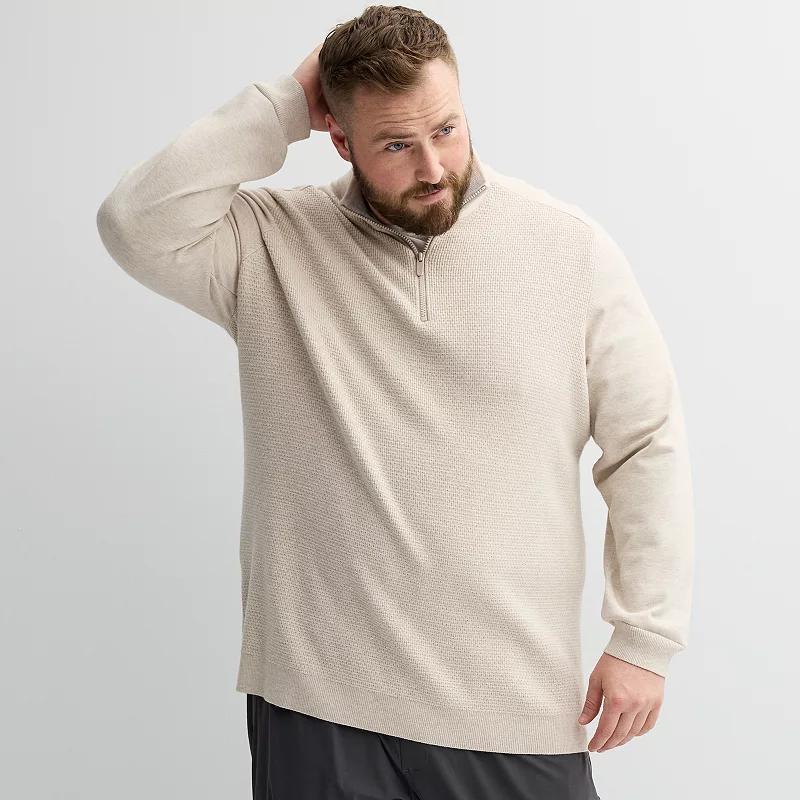 Big & Tall FLX Commuter 1/4-Zip Pullover Sweater, Mens Black Grey Product Image