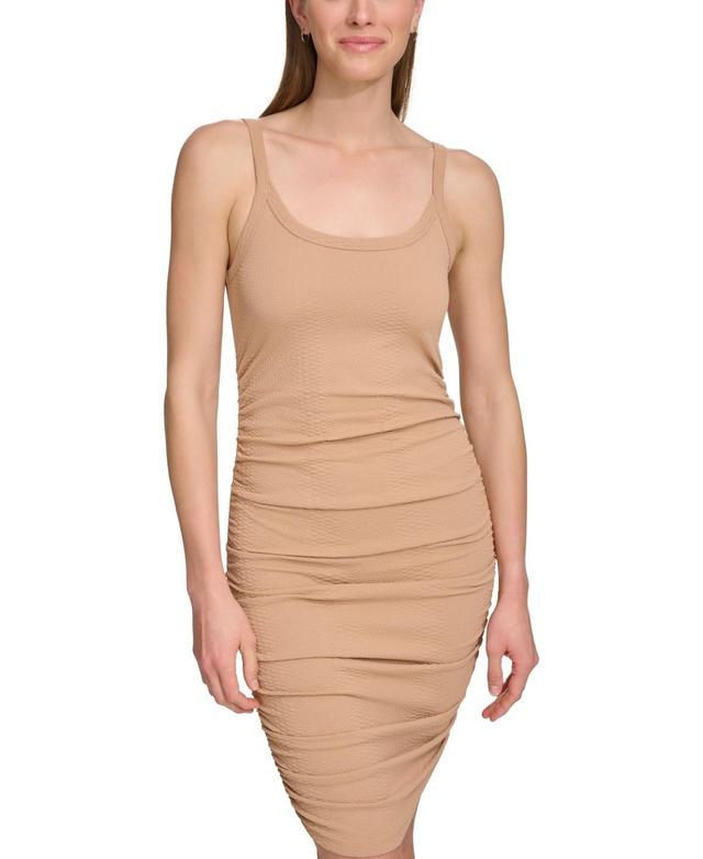 Dkny Sport Womens Jacquard Ruched Sleeveless Tank Dress Product Image