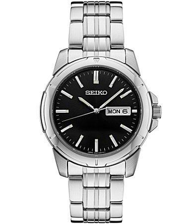 Seiko Mens Essential Stainless Steel Black Dial Watch - SUR355 Product Image