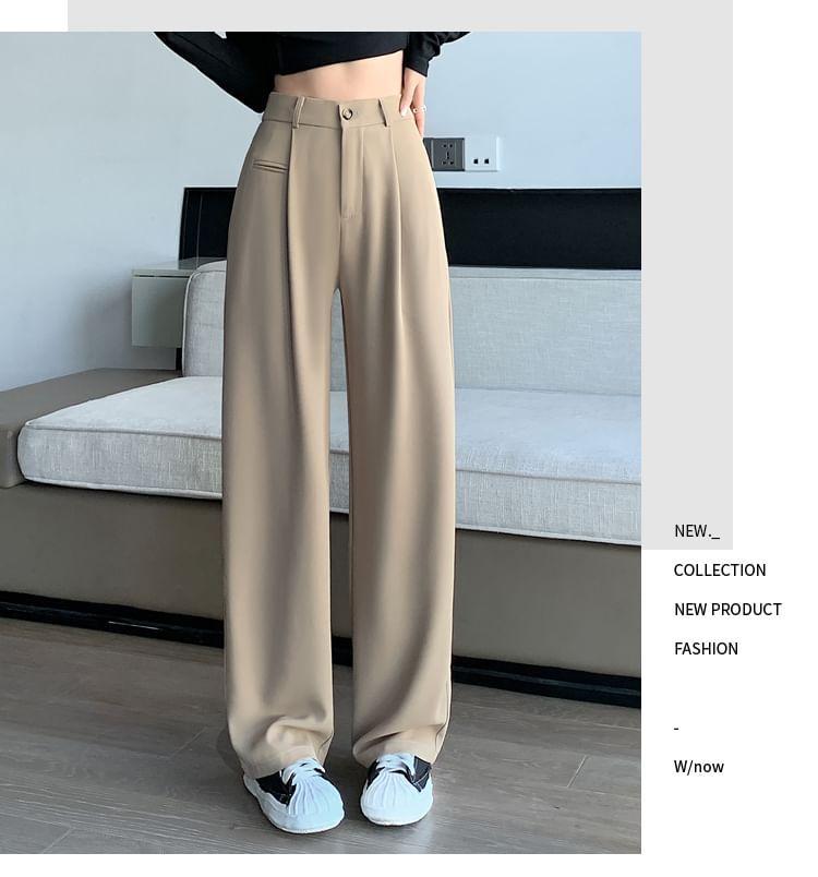 High Waist Plain Wide Leg Dress Pants Product Image