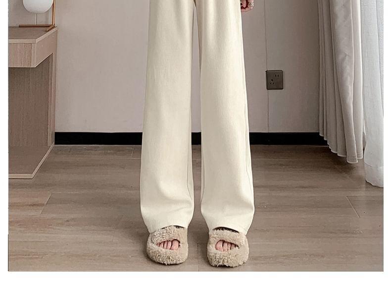 High Waist Plain Wide Leg Suit Pants Product Image