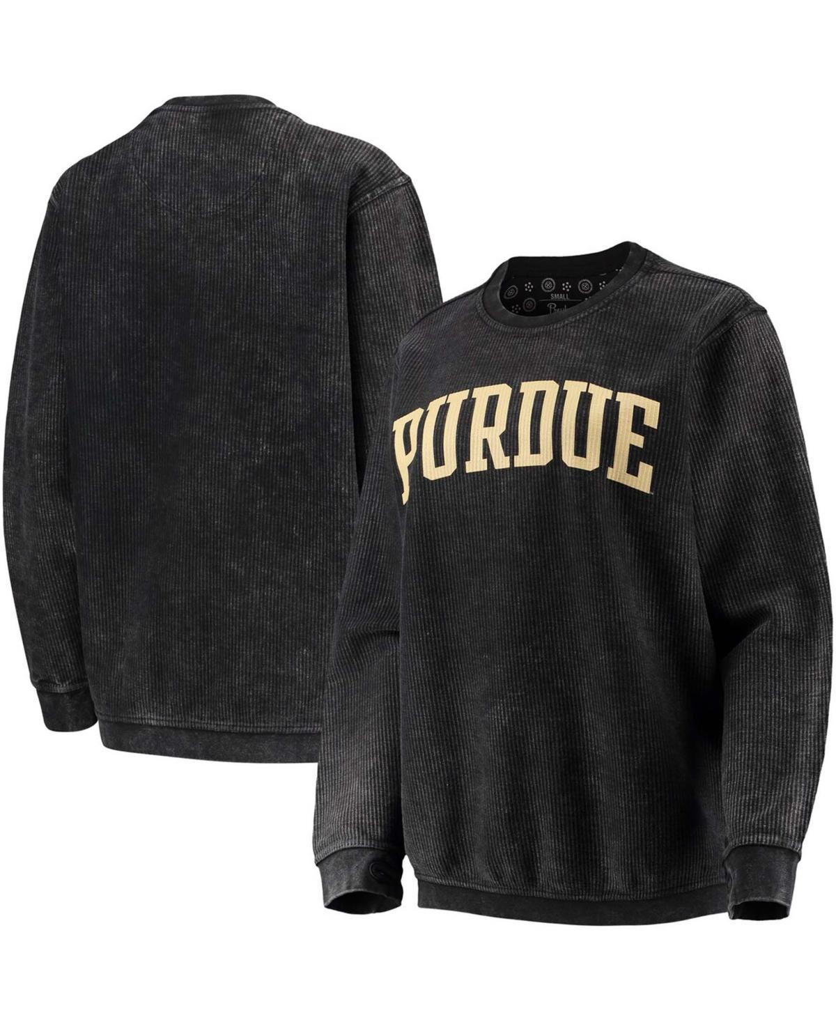 Womens Pressbox Purdue Boilermakers Comfy Cord Vintage Wash Basic Arch Pullover Sweatshirt Product Image