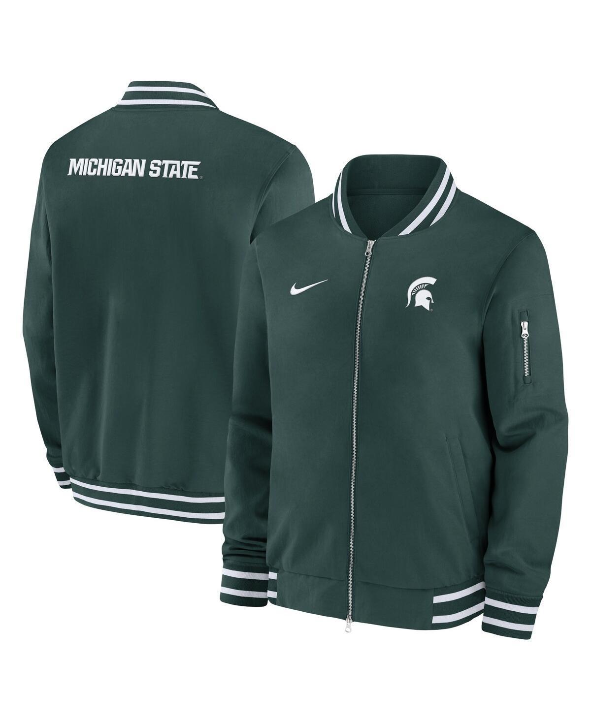 Nike Mens Green Michigan State Spartans 2024 Sideline Full-Zip Bomber Jacket - Green Product Image