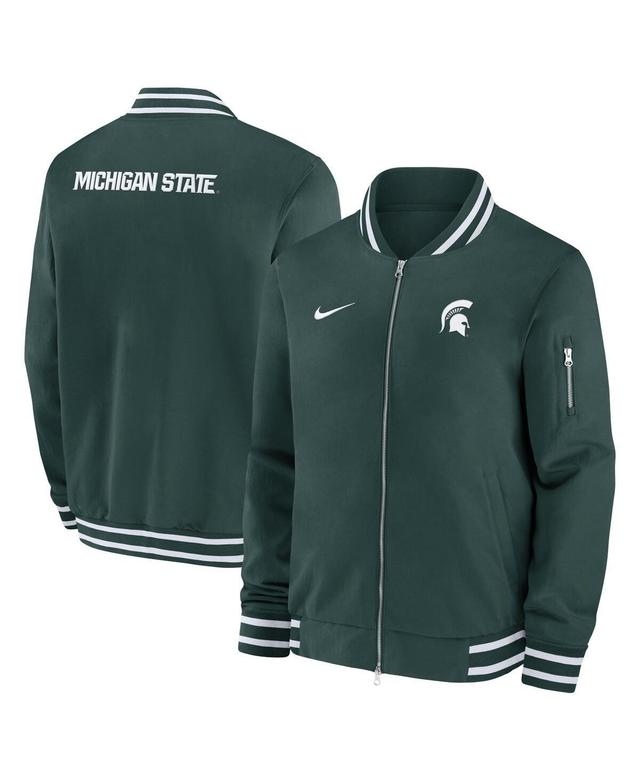 Nike Mens Green Michigan State Spartans 2024 Sideline Full-Zip Bomber Jacket - Green Product Image