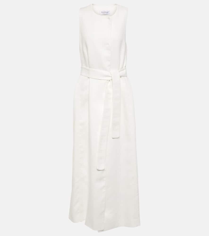 MAX MARA Aureo Belted Linen Shirtdress In White Product Image