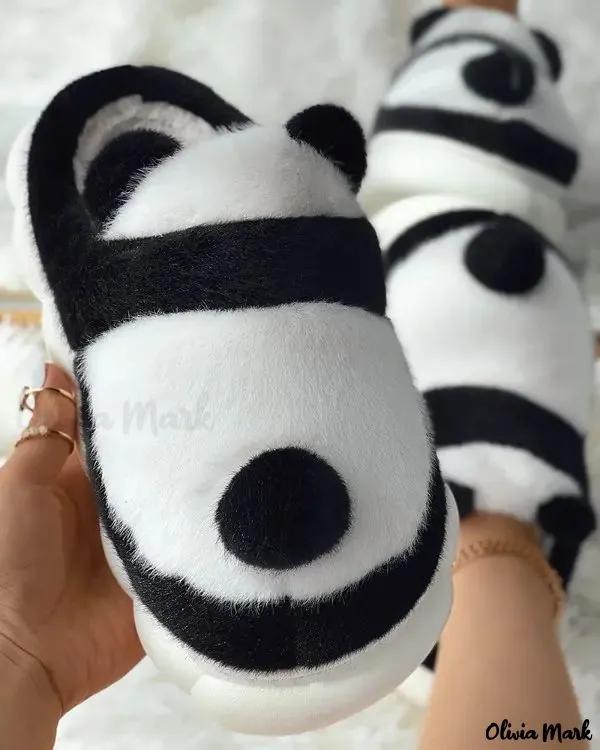 Olivia Mark – Fluffy panda slippers Product Image