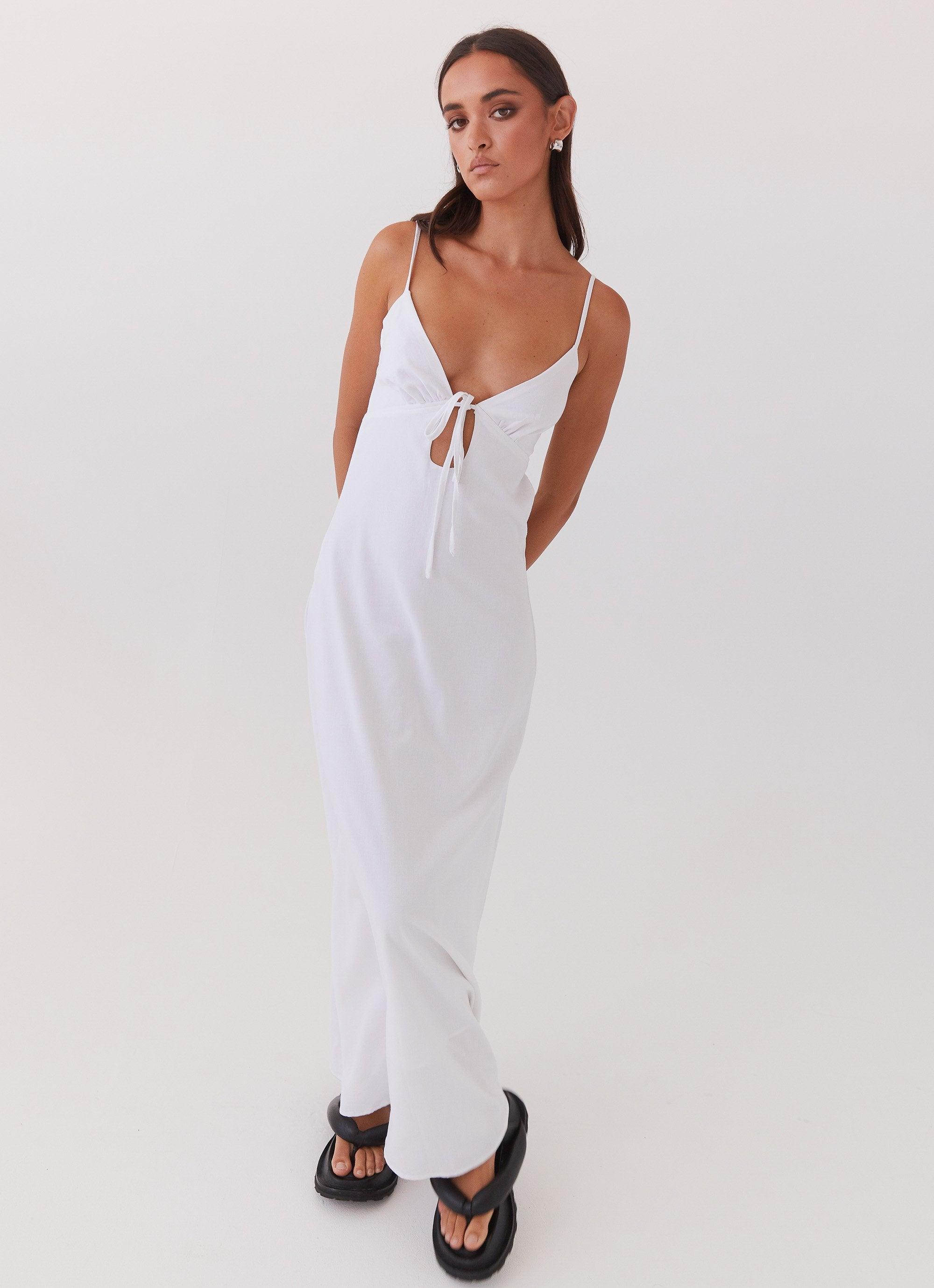 Flora Linen Maxi Dress - White Product Image